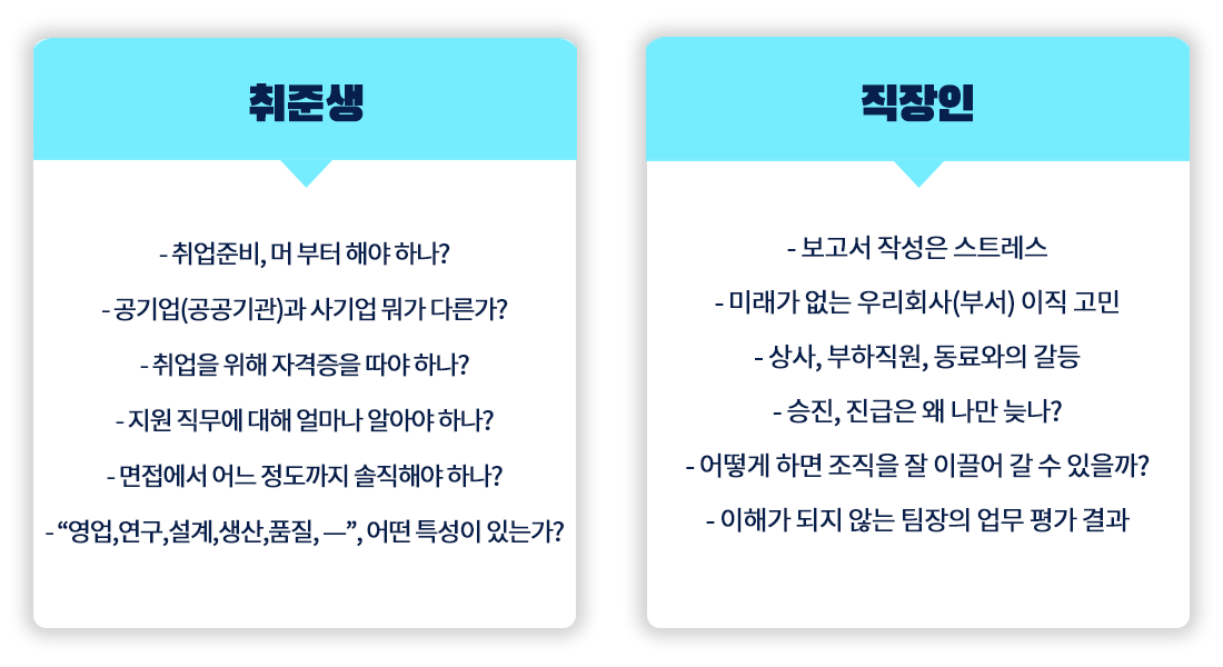 취준생/직장인의 고민 해결